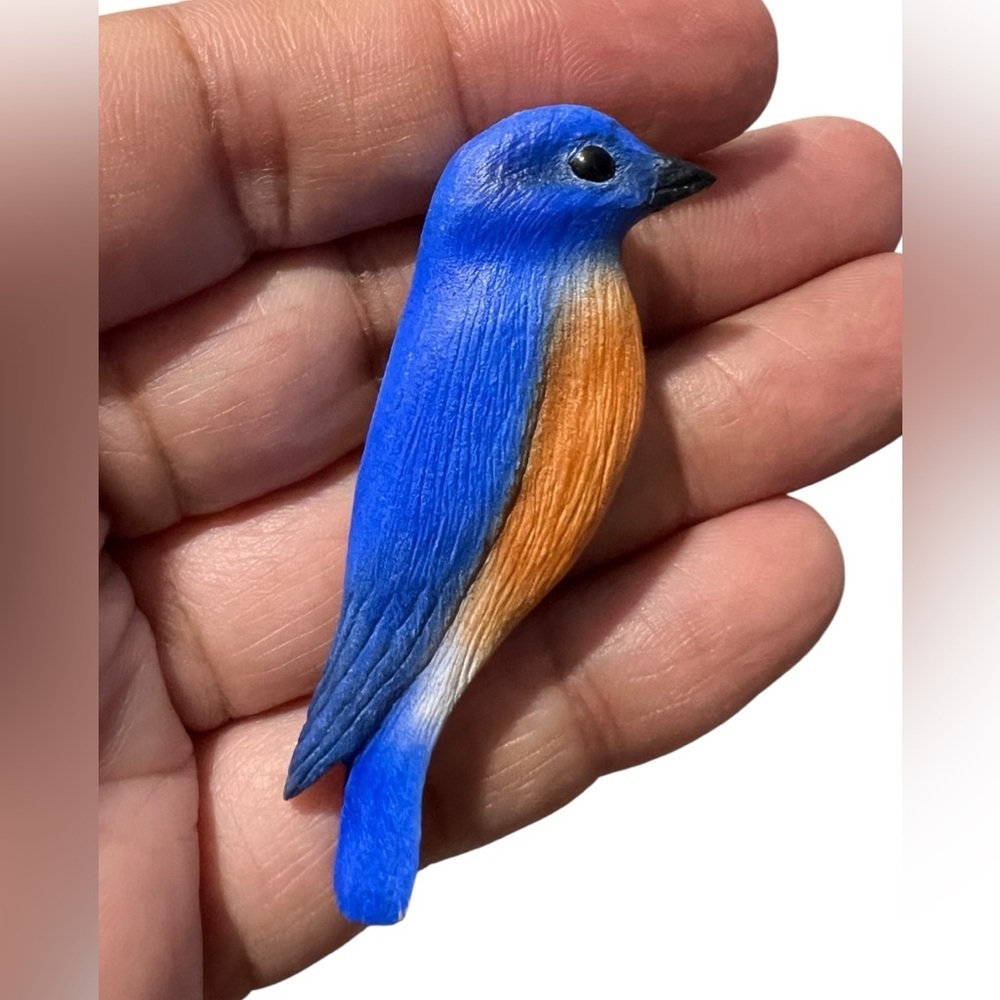 Vintage Hand Painted Wooden Bluebird Lapel Pin